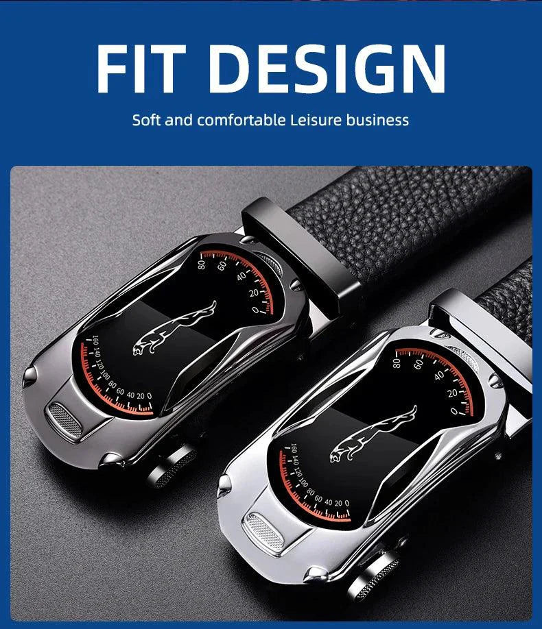 Belts for 3.5cm Width Sports Car Brand Fashion Automatic Buckle Black Genuine Leather Men's Jeans High Quality Waist Male Strap