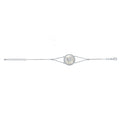 Sterling Silver Bracelet Butterfly in Circle Disc Mother of Pearl Simulated Diamonds Double Chain 7.5"