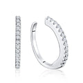 Sterling Silver Faux Conch Hoop Earrings with Simulated Diamonds Gemstones Cartilage Ear Cuff for Non Pierced Ears