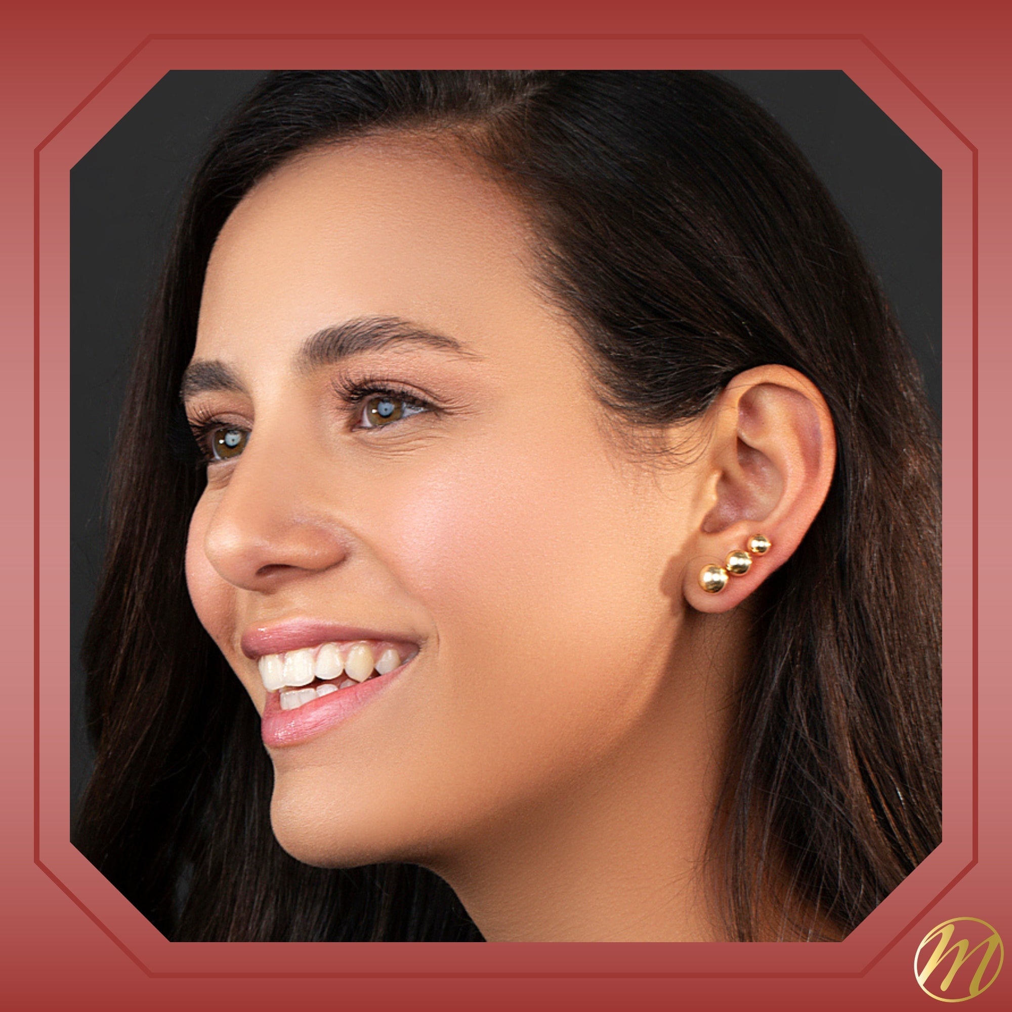 Gold Ball Stud Earrings for Women and Girls