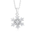 Sterling Silver 925 Pave CZ Snowflake Necklace Pendant on Cable Chain 17.5"