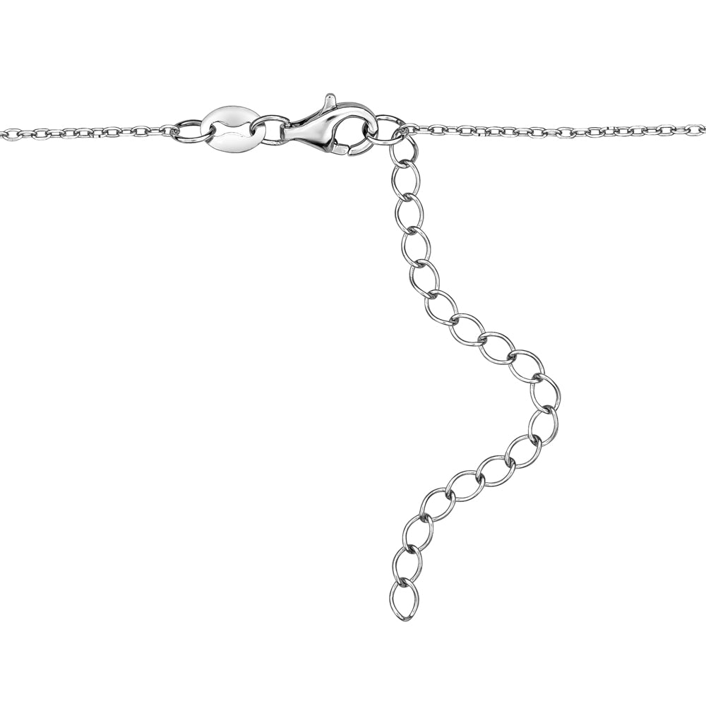 Sterling Silver Necklace Pendant for Girls Symbolic Protective Charm Evil Eye with Simulated Diamonds and Blue Sapphire 17.5"