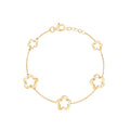 14K Yellow Gold Flower Bracelet Polished Open Small Large in Line Italy 7"