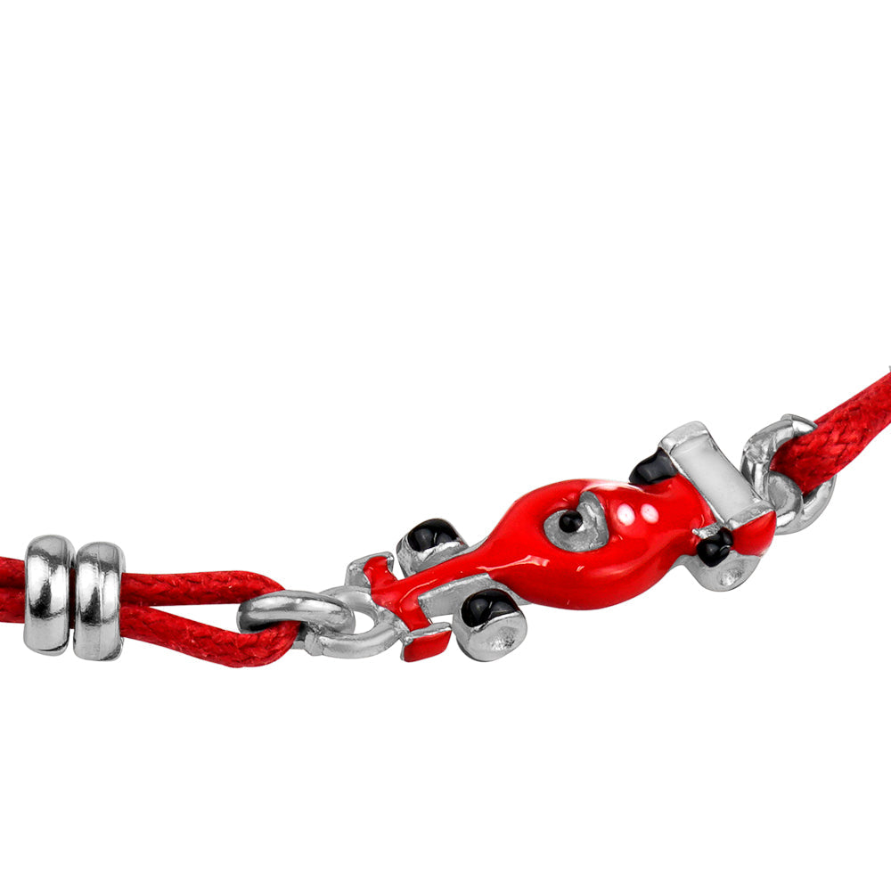 UNICORNJ Sterling Silver 925 Bracelet for Boys Girls Sports with Enamel and Double Cotton Cord 6.5"