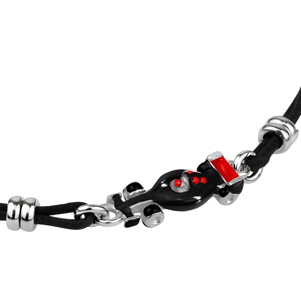 UNICORNJ Sterling Silver 925 Bracelet for Boys Girls Sports with Enamel and Double Cotton Cord 6.5"