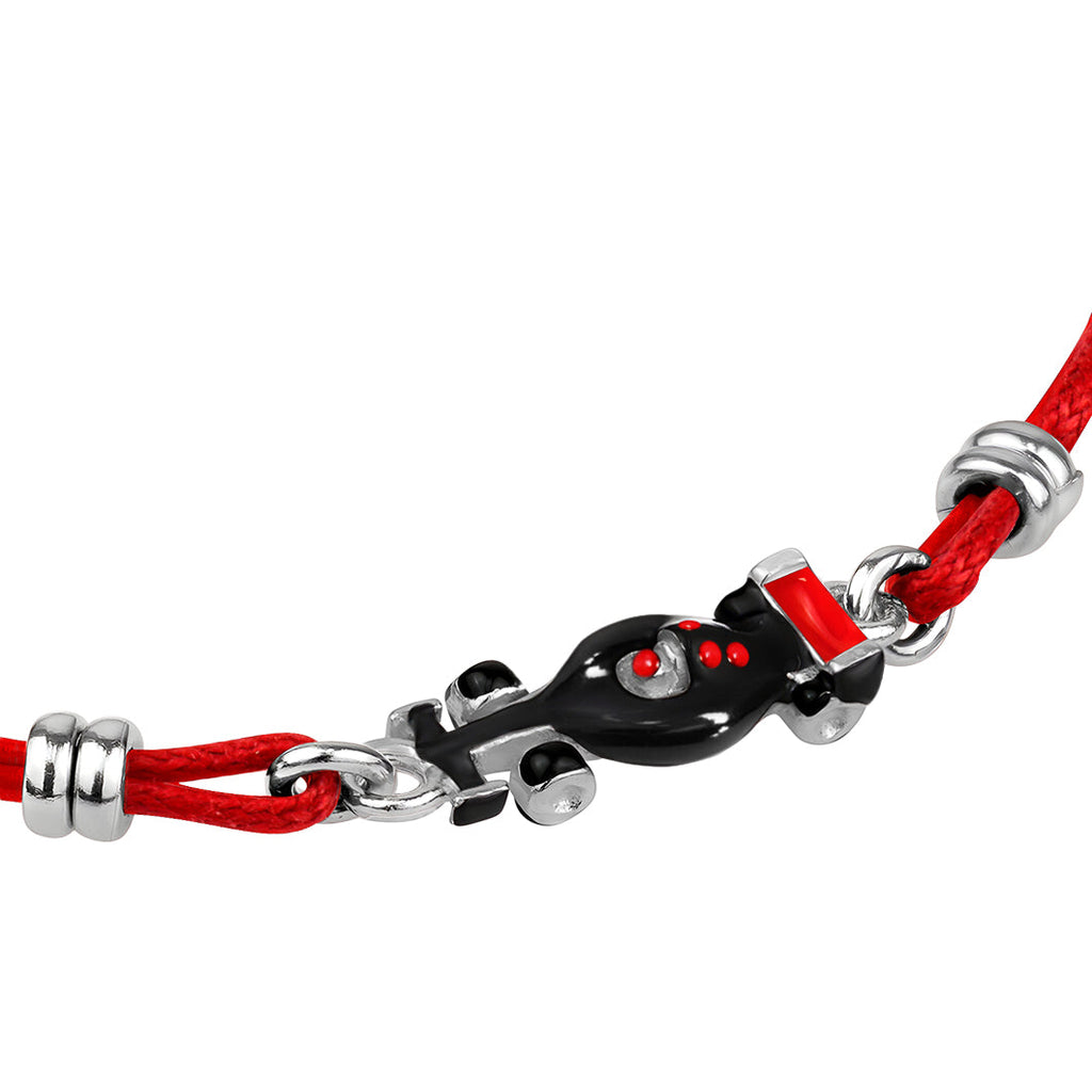 UNICORNJ Sterling Silver 925 Bracelet for Boys Girls Sports with Enamel and Double Cotton Cord 6.5"