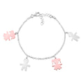 Sterling Silver High Polished Bicolor Rose Gold Plated Girl Boy Silhouette Figure Charm Bracelet 8"
