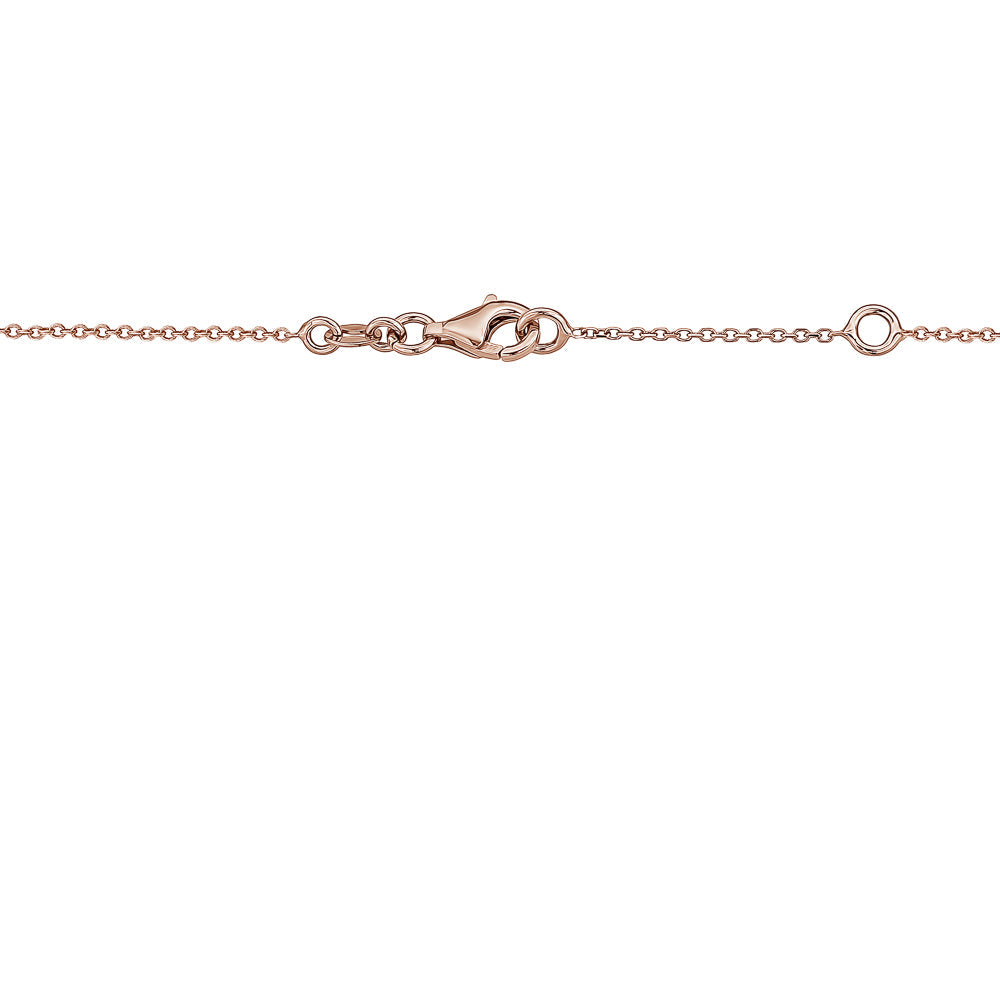 14K Rose Gold Pendant Necklace Double Flower Drop Flower Shape Cabochon Pink Opal and Mother of Pearl Italy 17"