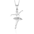 Sterling Silver & Sterling Silver Rose Gold Plated Ballet Dancer Pendant Necklace for Girls on Cable Chain 16 inches